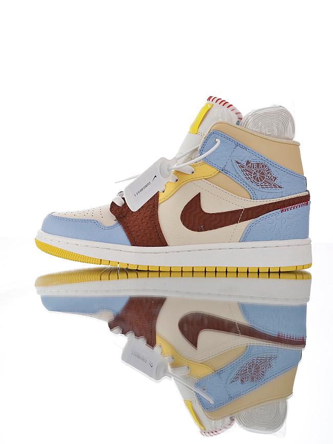 Air Jordan 1 Mid Fearless Blue Grey Yellow CU2803 200 - 1