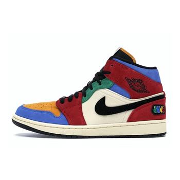 Air Jordan 1 Mid Fearless Muslin Black Red Royal CU2805 100
