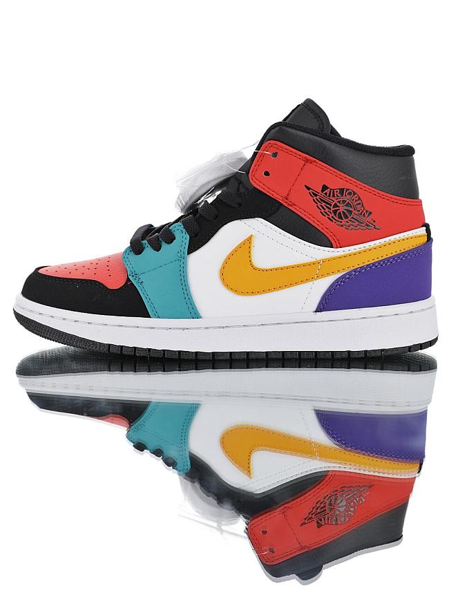 AIR JORDAN 1 MID WHITE UNIVERSITY RED BLACK 554724 125 - 1