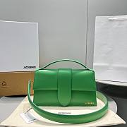 JACQUEMUS LE GRAND BAMBINO GREEN LEATHER TOP HANDLE BAG - 18x6x7cm - 1
