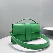 JACQUEMUS LE GRAND BAMBINO GREEN LEATHER TOP HANDLE BAG - 18x6x7cm - 6