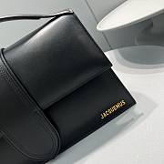 JACQUEMUS LE GRAND BAMBINO BLACK LEATHER TOP HANDLE BAG - 18x6x7cm - 2