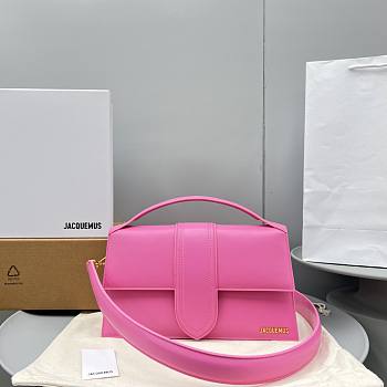 JACQUEMUS LE GRAND BAMBINO PINK LEATHER TOP HANDLE BAG - 18x6x7cm