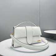 JACQUEMUS LE GRAND BAMBINO WHITE GLOW LEATHER TOP HANDLE BAG - 18x6x7cm - 4