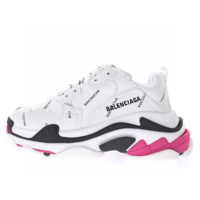 Balenciaga Allover Logo Triple S Sneaker White Black Pink 524039 W2FA4 9155 - 1