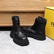 Fendi Logo-Jacquard Leather Combat Boots  - 6