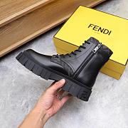 Fendi Logo-Jacquard Leather Combat Boots  - 5