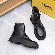 Fendi Logo-Jacquard Leather Combat Boots  - 4
