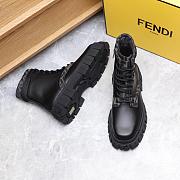 Fendi Logo-Jacquard Leather Combat Boots  - 2