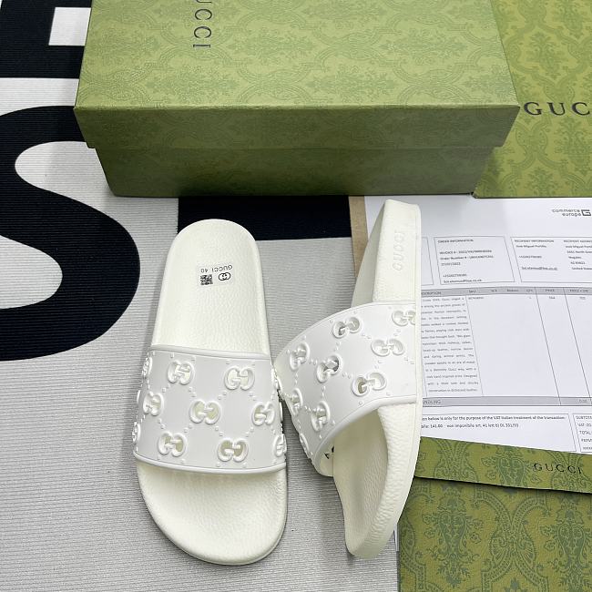 Men's GG slide sandal white Demetra 681880 UKU00 9014 - 1