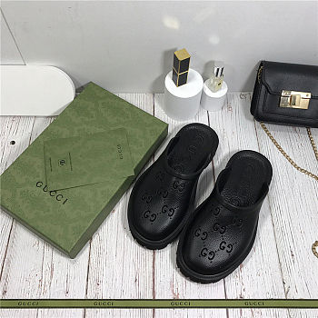 Gucci Men's platform black slip on sandal  ‎655517 JFB00 1000