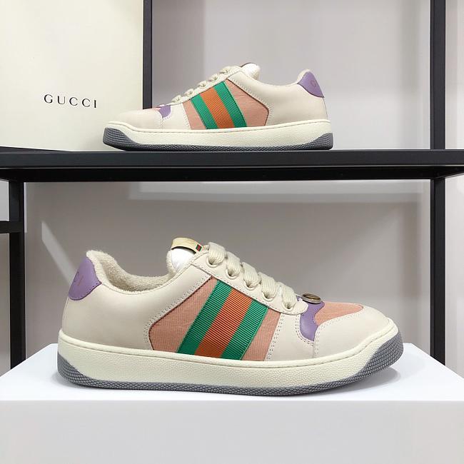 Gucci Screener Lace-Up Sneakers Pink Purple - 1