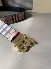 Burberry Thin Reversible Check TB Belt Beige Gold  - 2
