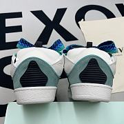 LEATHER CURB SNEAKERS BLUE NAVY - 4