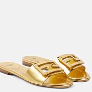 FENDI Baguette metallic leather sandals - 4