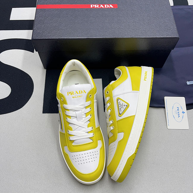 Prada Men's Yellow Triangle Logo-patch Low-top Sneakers - 1