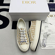 Walk'n'Dior Gold-Tone Dior Oblique Cotton With Metallic Thread Embroidery Low Top Sneakers - 1
