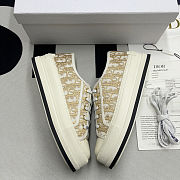 Walk'n'Dior Gold-Tone Dior Oblique Cotton With Metallic Thread Embroidery Low Top Sneakers - 3