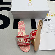 DWAY SLIDE Embroidered Cotton and Indy Red Multicolor Toile de Jouy Voyage Motif KCQ209VOY_S67P - 3