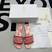 DWAY SLIDE Embroidered Cotton and Indy Red Multicolor Toile de Jouy Voyage Motif KCQ209VOY_S67P - 4