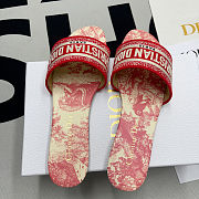 DWAY SLIDE Embroidered Cotton and Indy Red Multicolor Toile de Jouy Voyage Motif KCQ209VOY_S67P - 5