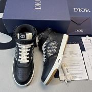 B27 HIGH-TOP SNEAKER Black Smooth Calfskin with Beige and Black Dior Oblique Jacquard - 1