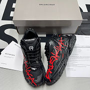 Balenciaga Runner Graffiti Sneaker in black and red mesh and nylon 677403W3RBQ1060 - 1