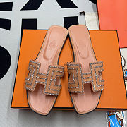 Hermès Oran rhinestone sandals Pink  - 1