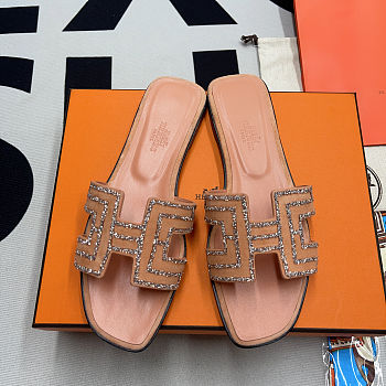 Hermès Oran rhinestone sandals Pink 