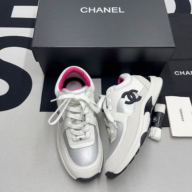 Chanel Calfskin Mesh Pink Low Sneaker  - 1