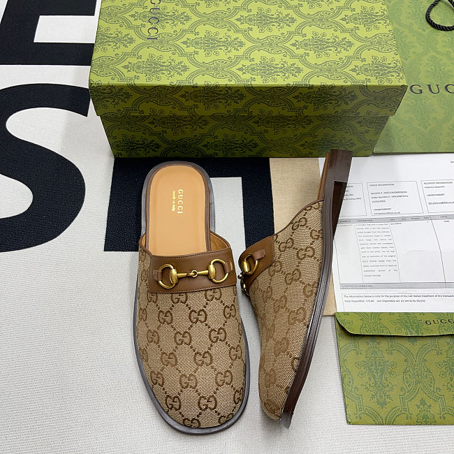 MEN'S GG HORSEBIT SLIPPER BEIGE - 1