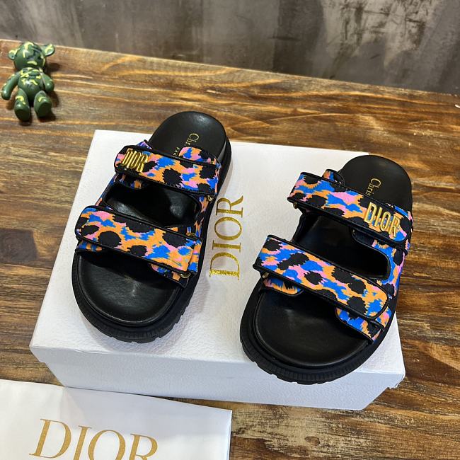 DIORACT SANDAL Black Multicolor Technical Fabric Embroidered with Dior Petites Fleurs Motif KCQ549FWL_S900 - 1