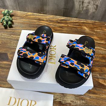 DIORACT SANDAL Black Multicolor Technical Fabric Embroidered with Dior Petites Fleurs Motif KCQ549FWL_S900
