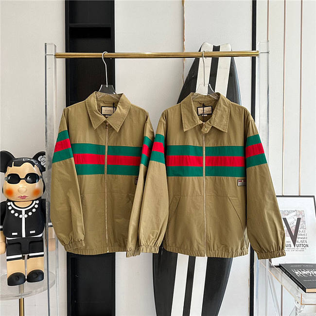 Gucci Men's GRG Logo Harrington Jacket Tan - 1