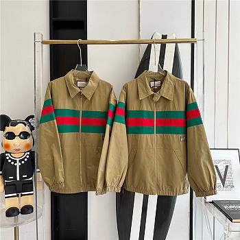 Gucci Men's GRG Logo Harrington Jacket Tan