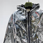 GUCCI SILVER GG EMBOSSED FABRIC BOMBER JACKET - 4