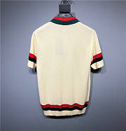 Gucci Men's Natural Knit Cotton Polo T-shirt With Web  - 6