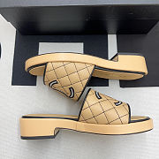 Chanel Lambskin Quilted CC Mules Beige Black - 6
