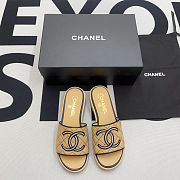 Chanel Lambskin Quilted CC Mules Beige Black - 2