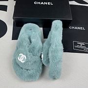 Chanel Mint Fur Warm Slides  - 4