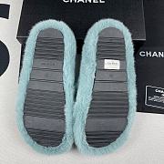 Chanel Mint Fur Warm Slides  - 3