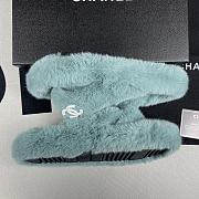 Chanel Mint Fur Warm Slides  - 2