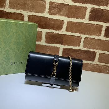 GUCCI JACKIE 1961 CHAIN WALLET BLACK LEATHER 652681 14J0G 1000
