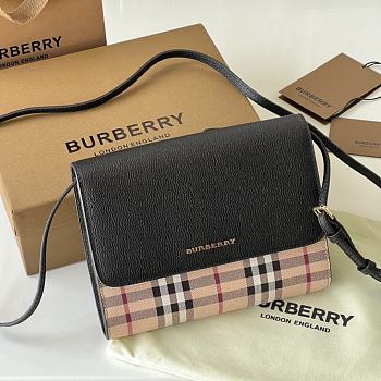 Burberry Check E-canvas and Leather Crossbody Bag 80379151