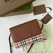 Burberry Check E-canvas and Beige Leather Crossbody Bag 80379151 - 6