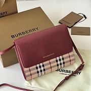 Burberry Check E-canvas and Red Velvet Leather Crossbody Bag 80379151 - 1