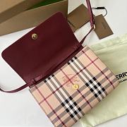 Burberry Check E-canvas and Red Velvet Leather Crossbody Bag 80379151 - 3