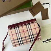Burberry Check E-canvas and Red Velvet Leather Crossbody Bag 80379151 - 2