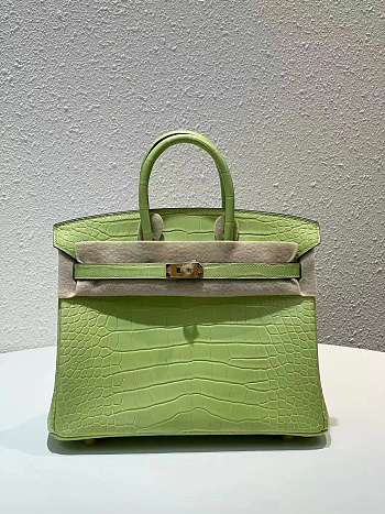 Hermes Birkin Jaune Bougeon Matte Porosus Croc Green 30CM