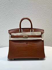 Hermes Birkin Jaune Bougeon Matte Porosus Croc Brown 30CM - 1